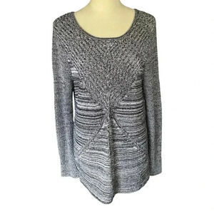 Dana Buchman Cotton Blend Cable Knit Gray Long Sleeve Sweater Women Size L